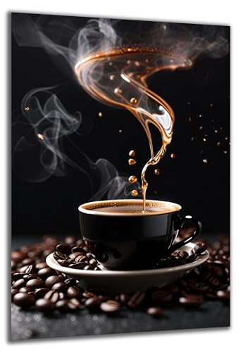 DARO Design - Wand-Bild auf 6mm HDF 84x56 cm Kaffee-Tasse Dampf - Wand-Deko Bilder Geschenk von DARO Design