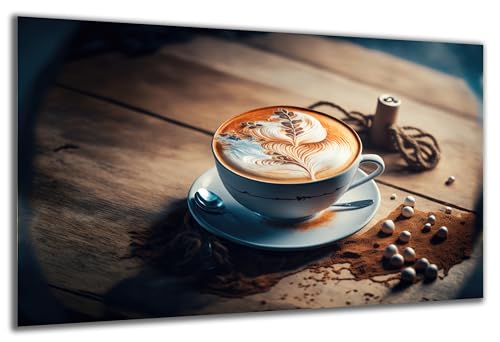 DARO Design - Wand-Bild auf 6mm HDF 84x56 cm Kaffee-Tasse Milchschaum - Wand-Deko Bilder Geschenk von DARO Design