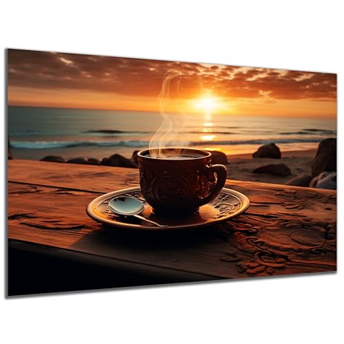 DARO Design - Wand-Bild auf 6mm HDF 84x56cm Kaffee Sonnenaufgang - Wand-Deko Bilder Geschenk von DARO Design