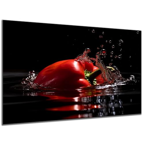 DARO Design - witziges Küchen-Bild auf 6mm HDF 30x20 cm rote Paprika - Wand-Deko Bilder Lustiges Geschenk von DARO Design