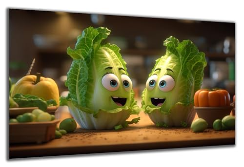 DARO Design - witziges Küchen-Bild auf 6mm HDF 40x30 cm Salat-Freunde - Wand-Deko Bilder Lustiges Geschenk von DARO Design
