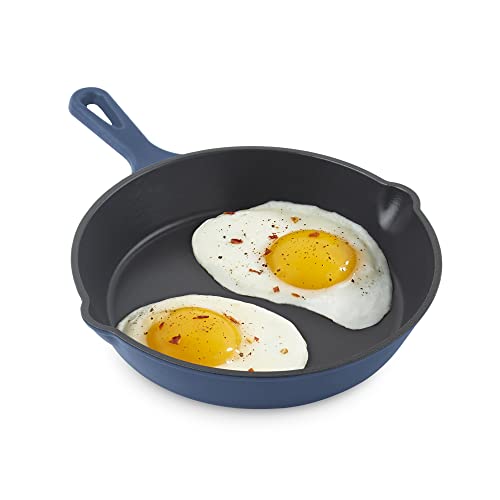 DASH Zakarian 19,1 cm Antihaft-Gusseisenpfanne mit Ausgießern zum Anbraten, Backen, Grillen, Braten und mehr – Blau von DASH