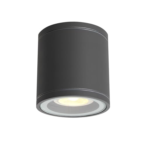 DAWALIGHT Aufbauleuchte GU10 5W 3000K LED Deckenleuchte Strahler Rund Aufbauleuchten Deckenlampe Wasserdicht IP44 Aufbauspot für Schlafzimmer Wohnzimmer Küche Badezimmer, Aluminium, Dunkelgrau von DAWALIGHT