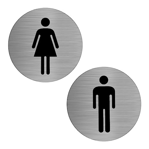 2 Stück WC Schild Selbstklebend, Toilettenschilder Damen Herren, Edelstahl Toilettenschild Toiletten Schild Toilet Sign WC-Schilder Toilettentürschilder Toilettentür Schild für Innen Außenbereich von DAWRIS