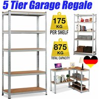 Heavy Duty Steckregal 5 Etagen Garage Regal Gewächshaus Utility Aufbewahrung Zuhause Rack 1700 x 750 x 300mm - Verzinkt von DAY PLUS