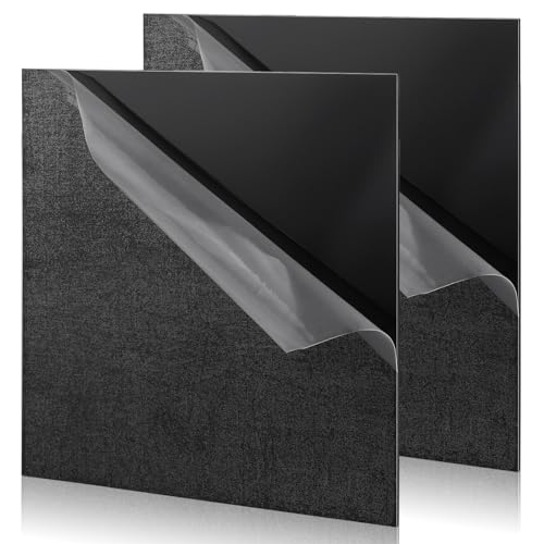 DBREAKS 2 Stück Schwarz Acrylglas Platte, 300x300x3mm Acrylplatten, Acrylglasplatten Acrylscheiben mit Schutzfolie, Laserschneidbar Acryl Kunststoffplatte für Schilder, DIY, Display, Malerei von DBREAKS
