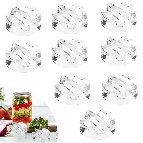 DBREAKS 9 STK Glas Gewichte zur Fermentation, Gärgewichte aus Kieselsteinglas mit einfachem Griff, Glas-Gewichte/Gärglasgewichte/Gärglas Gewichte für Weithals-Einmachgläser/Einmachgläser von DBREAKS