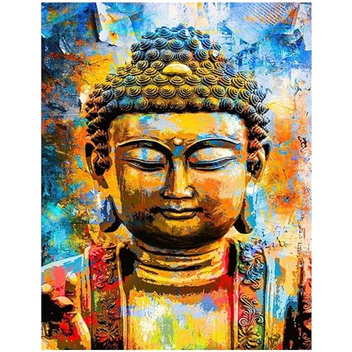 Quadratische Steine DIY 5D Diamant Malerei Vollbohrer Kit Buddha 40 x 50cm Square Diamond Painting Groß Leinwand Bilder Set Diamant Malen nach Zahlen Kreuzstich Stickerei Strass Mosaik Diamant Stitch von DCIDBEI