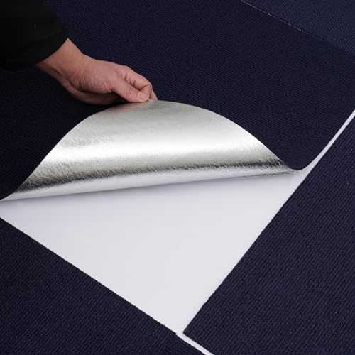 15 Stück Teppichfliesen selbstklebend, 60x60cm Bodenbelag Selbstklebend Gewerbe Teppichboden für Hause Büro (Dunkelblau) von DCSYOG