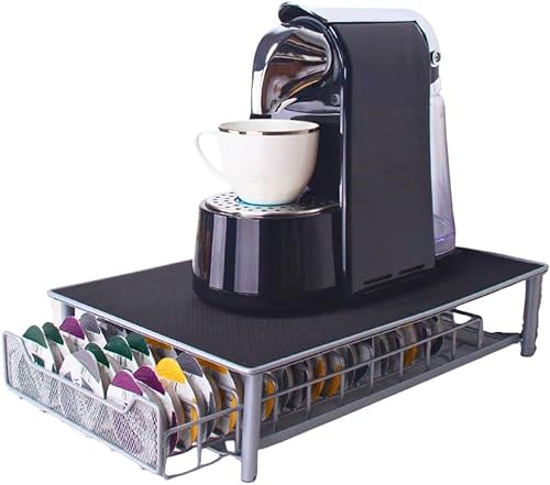 60-teilige Aufbewahrungsschublade für Kaffeekapseln, Tassimo-Kapselschublade, Kaffeekapselhalter, Kapselhalter für Kaffeemaschine, mit Kapsel-Organizer (Schwarz Silber) von DDMINE