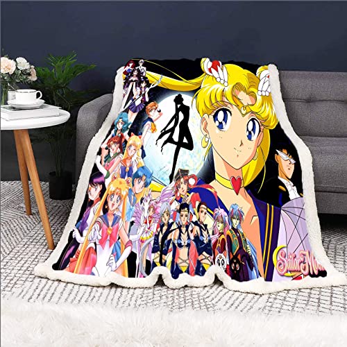DDONVG Sailor Moon Kuscheldecke 150x200 Anime Cute Moon Decke Kinder Sanft Flanelldecke Weich Fleecedecke Sofadecken Mikrofaser Tagesdecke (14,150 X 200 cm) von DDONVG