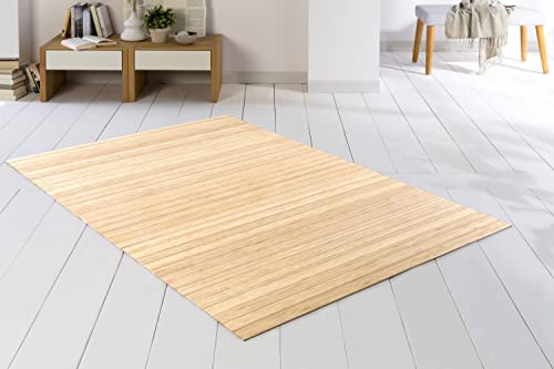 DE-COmmerce Bambusteppich SOLID Pure 120x180 cm extra breite 50mm StegeI die Neue Generation BambusteppichI kein Bordürenteppich I Teppich I Wohnzimmer I Küche I I Made IN Germany von DE-COmmerce