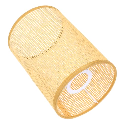 DEARMAMY Rattan-Lampenschirm Rattan-Gewebe-Lichtabdeckung Rattan-Trommel-Lampenschirm Ersatz-Geflecht-Zylinder-Lichtabdeckung E27/E14-Lampenschirm Für Wohnzimmer Schlafzimmer Büro von DEARMAMY