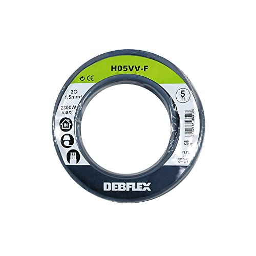 Debflex 146312 Spule, Kunststoffmantelleitung HO5VV-F 3G1,5, 5 m, grau von DEBFLEX