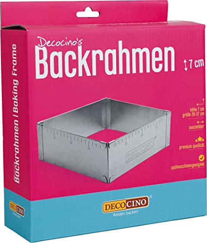 DECOCINO Backrahmen – ausziehbar – Edelstahl Kuchenform, 7 cm hoch – ideal zum Backen, Formen & Schichten von Geburtstags-Kuchen, Hochzeits-Torten von DECOCINO