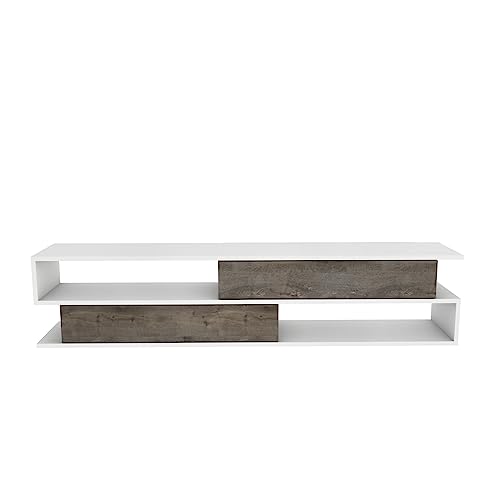 Decorotika - Cortez TV Stand with 2 Dropdown Cabinets and 2 Shelves von DECOROTIKA