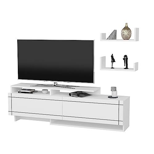 Decorotika - Tamy Modern TV Stand TV Cabinet TV Unit 2 Cabinets and 2 Wall Shelves Included von DECOROTIKA
