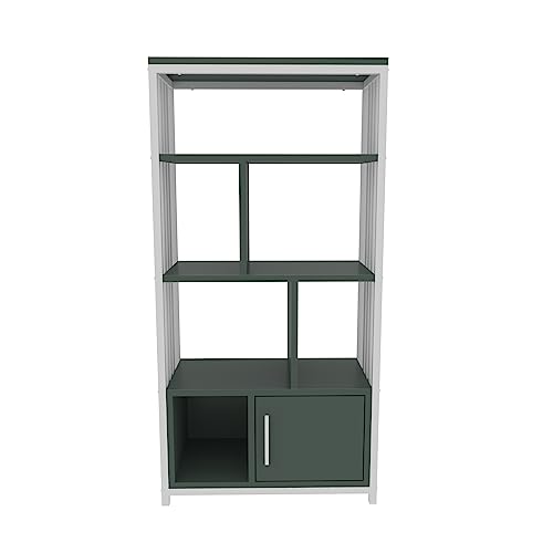 Decorotika - Valero Shelving Unit Bookcase Bookshelf with Cabinet and Metal Frame von DECOROTIKA