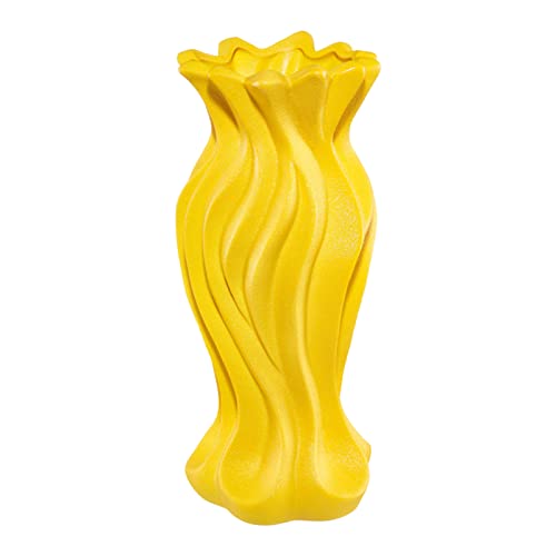 DEDEMCO Keramik-Blumenvase für Tischdekoration, 18,5 cm, moderne, minimalistische Keramikvase, Boho-Stil, kreative Blumenvase, handgefertigte dekorative Vasen, gelb von DEDEMCO
