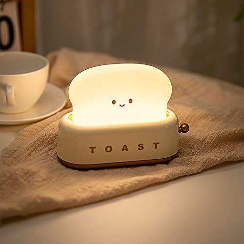 DEECOZY Süßer Toaster LED Nachtlicht, Nachttischlampe für Kinder Baby Mädchen Stilllicht Wiederaufladbare Dimmbar mit Timing Funktion Nachtlampe für Kinderzimmer Deko Ideal Geschenke,gelb von DEECOZY