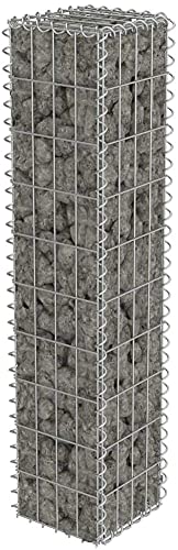 Defacto Gabionen-Steinsäule Eckig Dekorative Gabionensäule für den Außenbereich, Drahtstärke: 4mm, Inkl. 4 Distanzhalterung, Außenbereich, DF-GBS20125 von DEFACTO