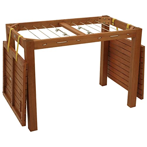 DEGAMO Funktions Gartentisch mit Wäscheständerfunktion, 100x60x75cm, Eukalyptus braun geölt, FSC®-Zertifiziert, Outdoor und Indoor von DEGAMO