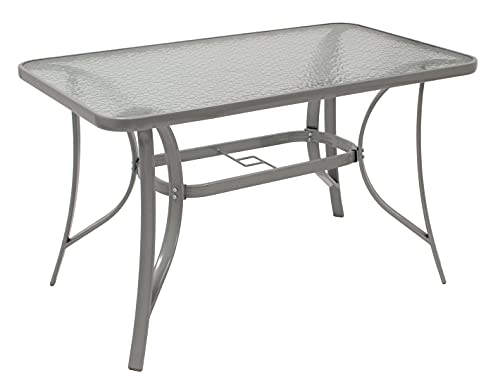 DEGAMO Gartentisch Florenz 70x120cm aus Metall + Glas, silberfarben von DEGAMO