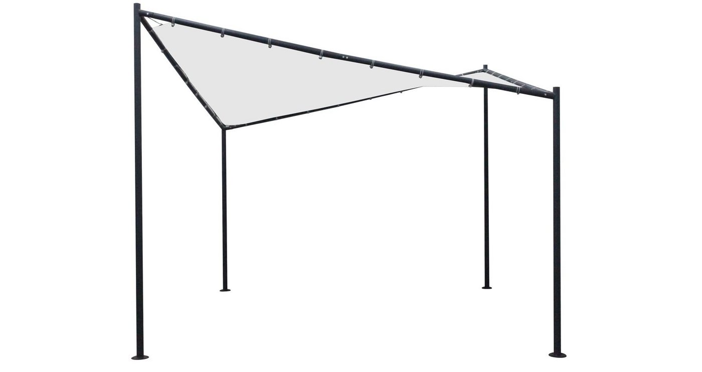 DEGAMO Pavillon ORLANDO, mit Stahlgestell schwarz, Maße 3,5x3,5 Meter, Plane weiss wasserdicht von DEGAMO