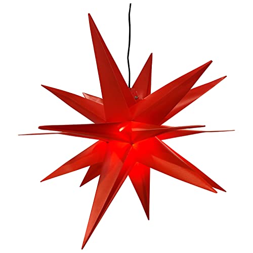 DEGAMO Weihnachtsstern Stern aus Kunststoff rot 55cm, mit LED Birne, Batteriebetrieb, Innen + Außen von DEGAMO