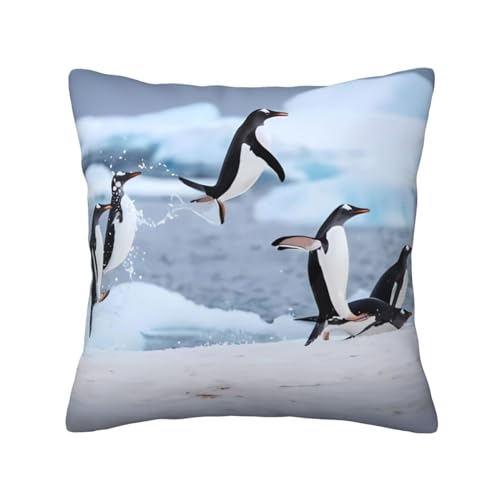 DEHIWI Snow Mountain Pinguin Überwurf-Kissenbezüge, 45,7 x 45,7 cm, weich, gemütlich, modern, dekorativer Kissenbezug für alle Jahreszeiten, Sofa, Couch, Schlafzimmer, Wohnzimmer von DEHIWI