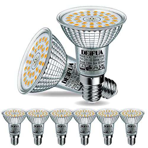 DEIFUA E14 LED Lampe Dimmbar Warmweiß, 6er-Pack, R50 Strahler Flimmerfrei 7W 3000K 730 Lumen, AC 230V, Dimmbar in 3 Stufen per Schalter, Kontinuierliche Variable durch Dimmer, Dimmbare Funktion 2 in 1 von DEIFUA