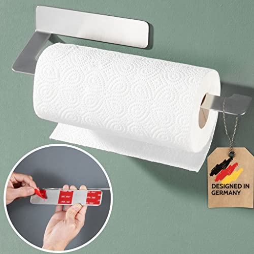 DEKAZIA® Küchenrollenhalter Edelstahl gebürstet | Küchenrollenhalter ohne Bohren Küchenrollenhalter Wand Küchenpapierhalter Halter Küchenrolle Papierrollenhalter Kuchenrollenhalterung Wandrollenhalter von DEKAZIA