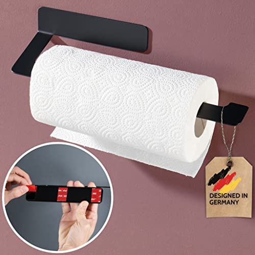 DEKAZIA® Küchenrollenhalter schwarz | Küchenrollenhalter ohne Bohren Küchenrollenhalter Wand Küchenpapierhalter Halter Küchenrolle Papierrollenhalter Küchenrollenhalter Edelstahl Kuchenrollenhalterung von DEKAZIA