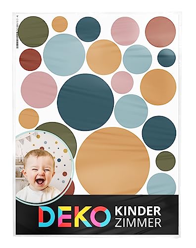 DEKO KINDERZIMMER Wandsticker Klebepunkte für Babyzimmer 120 Stück Kinderzimmer Wandtattoo Punkte Kreise Dots in Blau Rot Gelb Set Wanddeko Wandaufkleber DK1000A-10 von DEKO KINDERZIMMER