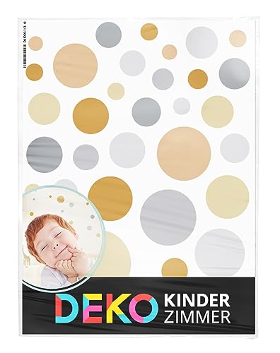 DEKO KINDERZIMMER Wandtattoo 172 Stück Punkte Set Wandsticker Dots Pastell Farben Wandaufkleber Kreise Babyzimmer selbstklebend gelb grau DK1125-11 von DEKO KINDERZIMMER