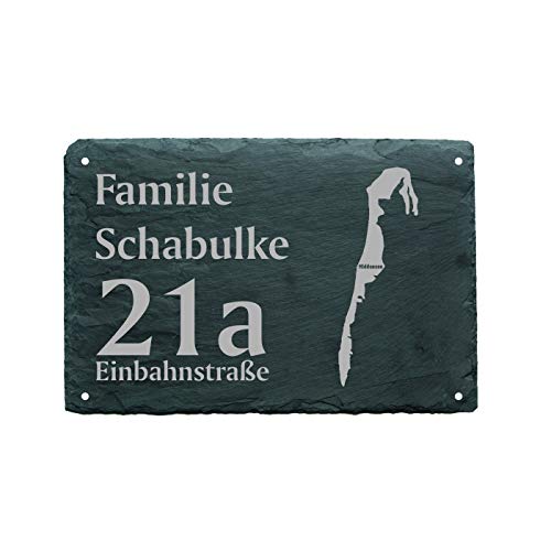 Hausnummer Türschild HIDDENSEE - Name + Straße (optional) - 22 x 16 cm von DEKO-LANDO