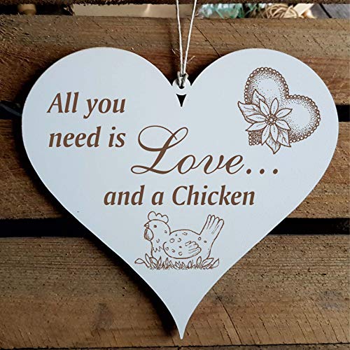 Schild Herz All you need is Love and a Chicken - Legehenne - 13 x 12 cm von DEKO-LANDO