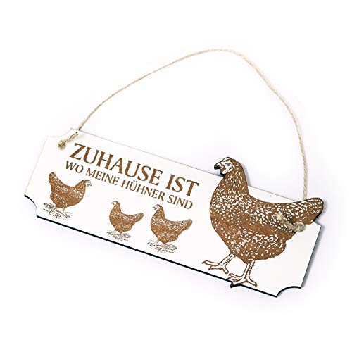 Schild Zuhause ist wo meine Hühner sind - Türschild Huhn 05 - ca. 20 x 8,5 cm von DEKO-LANDO