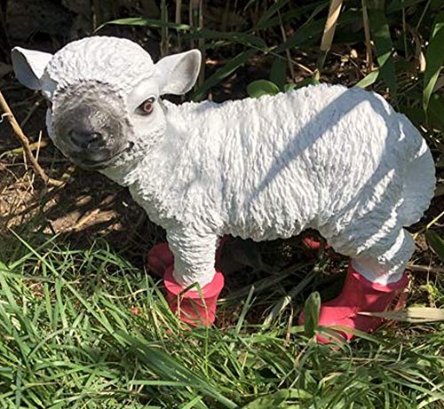 Lustiges Schaf in Stiefel 30cm vers. Farben auswählbar Premium Garten Deko Figur, Farbe: Pink von DEKO VERTRIEB BAYERN