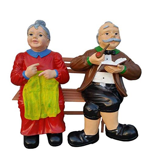 XL Premium Oma Opa auf Bank ca. 65cm Garten Deko Figur inkl. Spedition von DEKO VERTRIEB BAYERN