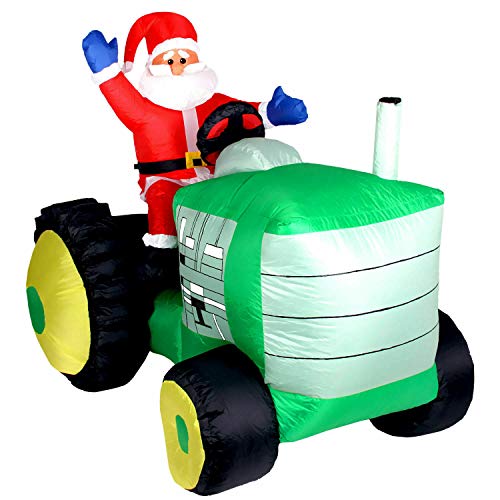 XXL LED Weihnachtsmann auf Traktor 150cm aufblasbar Airblown Inflatable Trecker selbstaufblasend von DEKO VERTRIEB BAYERN
