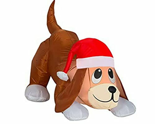 XXL LED süßer Hund Weihnachtshund 120cm aufblasbar Deko Weihnachtsmann Sweet Dog von DEKO VERTRIEB BAYERN