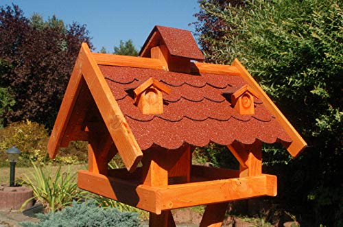 XXL Luxus Vogelhaus mit/ohne Ständer 145cm Holz Futterhaus Vogelfutterhaus Vogelvilla, Farbe: Rot von DEKO VERTRIEB BAYERN