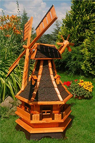 XXL Premium LED Solar Windmühle Holz 130cm kugelgelagert Garten Deko 1,3m von DEKO VERTRIEB BAYERN