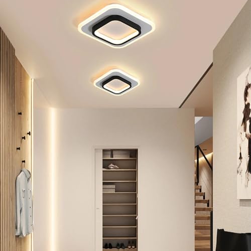 DELIPOP Moderne LED Deckenleuchte, 21W 3000LM Deckenlampe Quadratisch Schwarz, Geometrisch Deckenleuchten, Deckenbeleuchtung für Wohnzimmer Schlafzimmer Flur Küche, Warmweißes Licht 3000K von DELIPOP