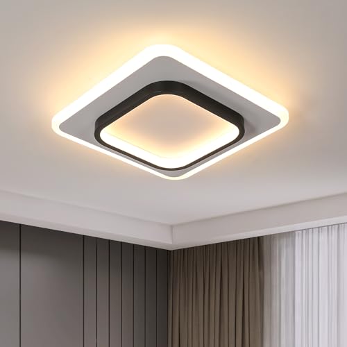 DELIPOP Moderne LED Deckenleuchte, 30W 3375LM Deckenlampe Quadratisch Schwarz, Acryl Geometrisch Deckenleuchten, Deckenbeleuchtung für Wohnzimmer Schlafzimmer Flur Küche, Warmweißes Licht 3000K, 30CM von DELIPOP