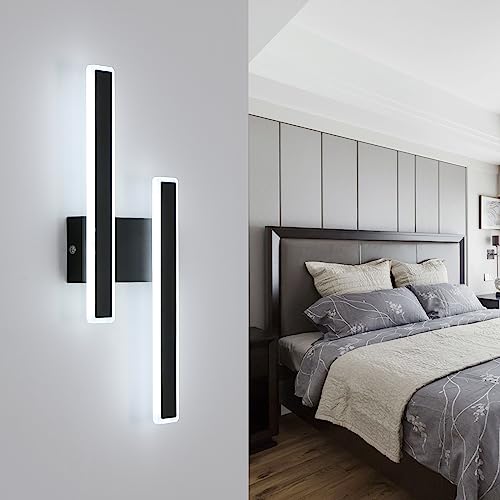 DELIPOP Wandleuchte LED Innen Moderne, 32W 3600LM Schwarz Wandlampe LED, Kreative Lange Parallele Wandleuchte, Acryl Wandleuchten für Wohnzimmer Korridor Treppen, Kaltweiß 6500K, Schwarz von DELIPOP