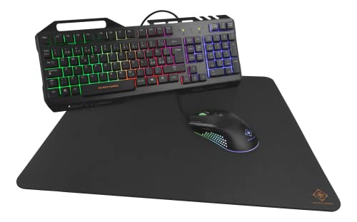 DELTACO GAMING Combo Set - 3 in 1 KIT - Tastatur QWERTZ + Maus + Mauspad (Gaming, DE Layout, PC, Computer, Laptop, Metall, RGB Beleuchtung) schwarz von DELTACO GAMING