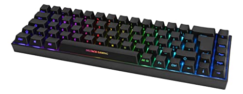 DELTACO GAMING DK440R – Mechanische Gaming Tastatur (Kabellos, RGB Beleuchtung, 65%, Deutsches Layout QWERTZ, Front Lasering) – Schwarz von DELTACO GAMING