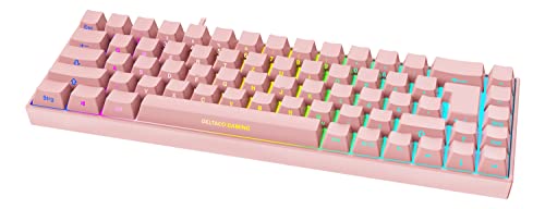 DELTACO GAMING PK95R – Mechanische Gaming Tastatur (Kabellos, RGB Beleuchtung, 65%, Deutsches Layout QWERTZ, Front Lasering) – Pink/Rosa von DELTACO GAMING